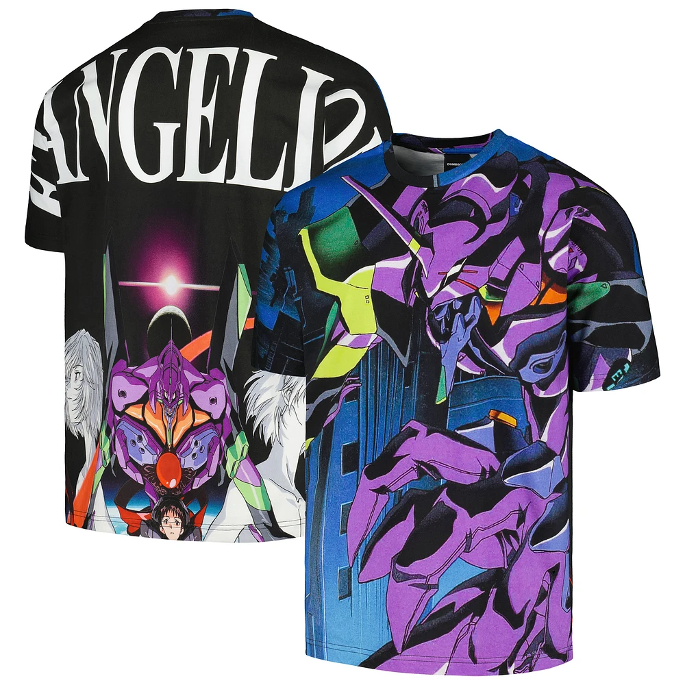 Unisex DUMBGOOD Blue/Black Neon Genesis Evangelion Graphic T-Shirt