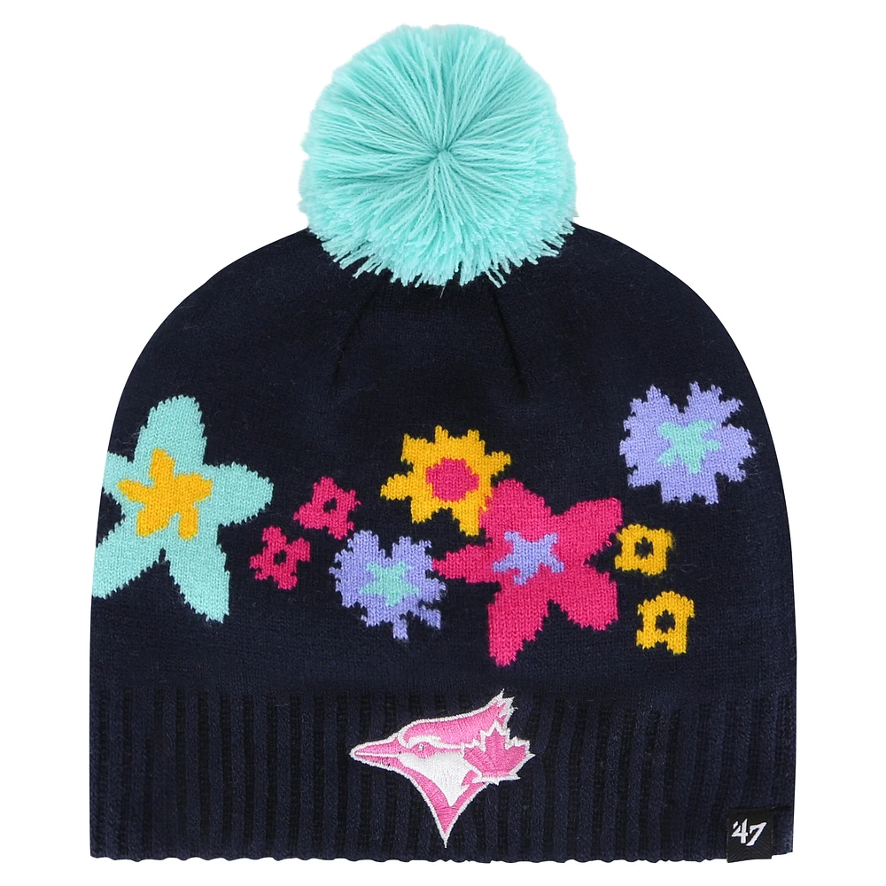 Girls Youth '47 Navy Toronto Blue Jays Buttercup Knit Beanie with Pom