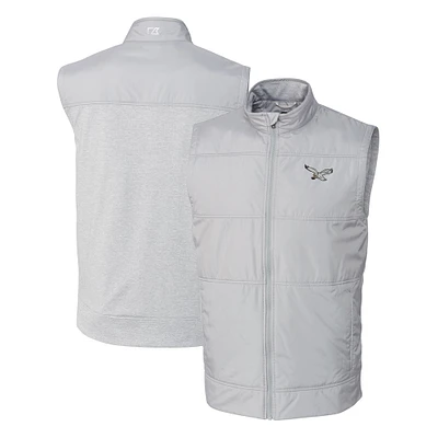 Men's Cutter & Buck Silver Philadelphia Eagles Gridiron Classics Big & Tall Stealth Hybrid Quilted Windbreaker Full-Zip Vest
