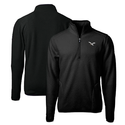 Men's Cutter & Buck Black Philadelphia Eagles Gridiron Classics Big Tall Cascade Eco Sherpa Fleece Quarter-Zip Pullover Jacket