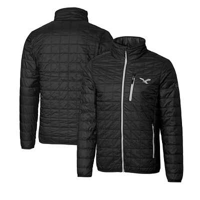 Men's Cutter & Buck Black Philadelphia Eagles Gridiron Classics Big Tall Rainier PrimaLoft Eco Insulated Full-Zip Puffer Jacket