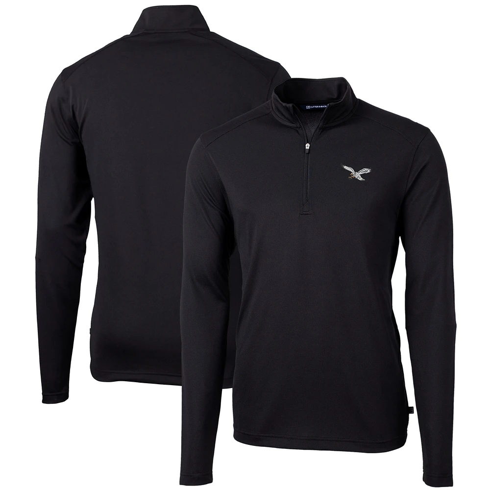 Men's Cutter & Buck Philadelphia Eagles Gridiron Classics Big Tall Virtue Eco Pique Recycled Quarter-Zip Pullover Top
