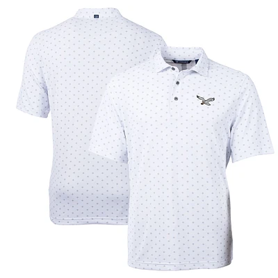 Men's Cutter & Buck White Philadelphia Eagles Gridiron Classics Big & Tall Virtue Eco Pique Tile Print Recycled Polo