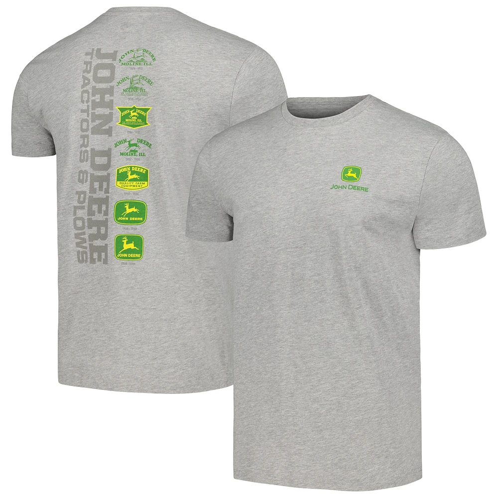 Unisex Heather Gray John Deere Trademark History T-Shirt