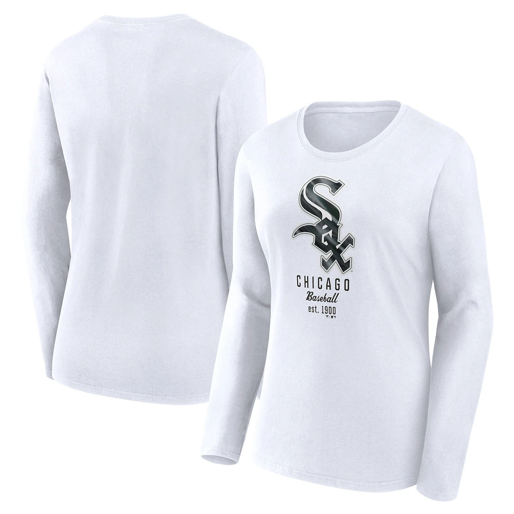 Women's Fanatics White Chicago Sox Lightweight Fitted Long Sleeve T-Shirt