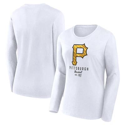 Women's Fanatics White Pittsburgh Pirates Lightweight Fitted Long Sleeve T-Shirt