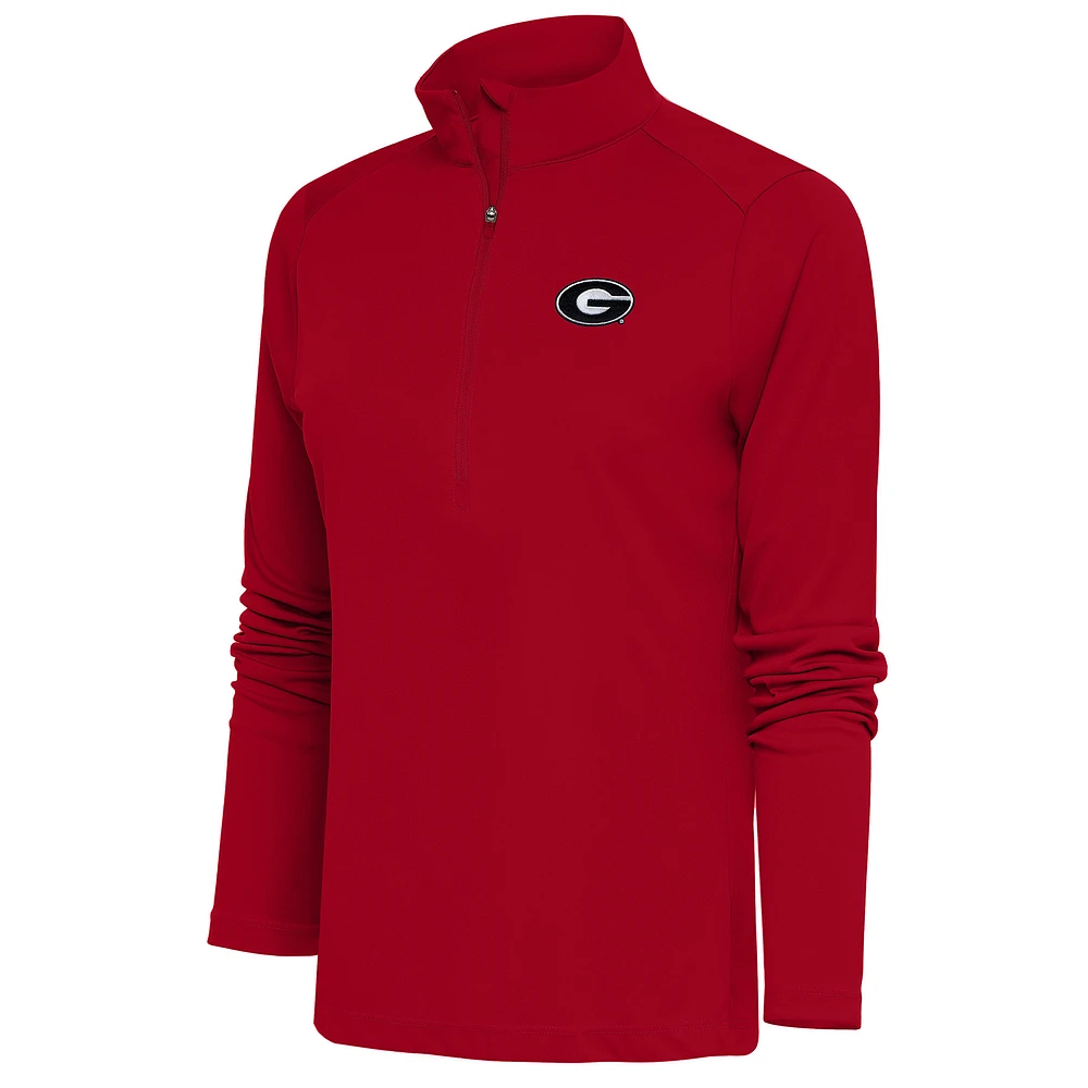 Women's Antigua Red Georgia Bulldogs Tribute Half-Zip Pullover Top