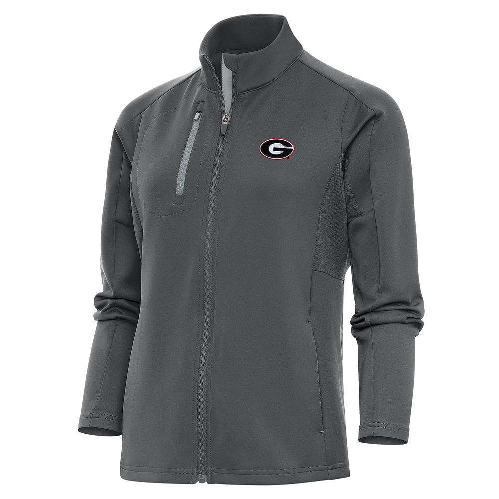 Women's Antigua Charcoal Georgia Bulldogs Generation Full-Zip Jacket