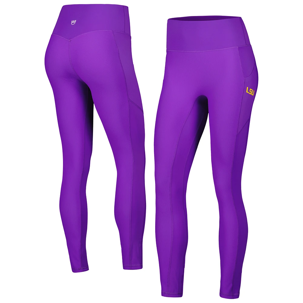 Women's Purple LSU Tigers 7/8 Mixed Media Pocket iLeggings