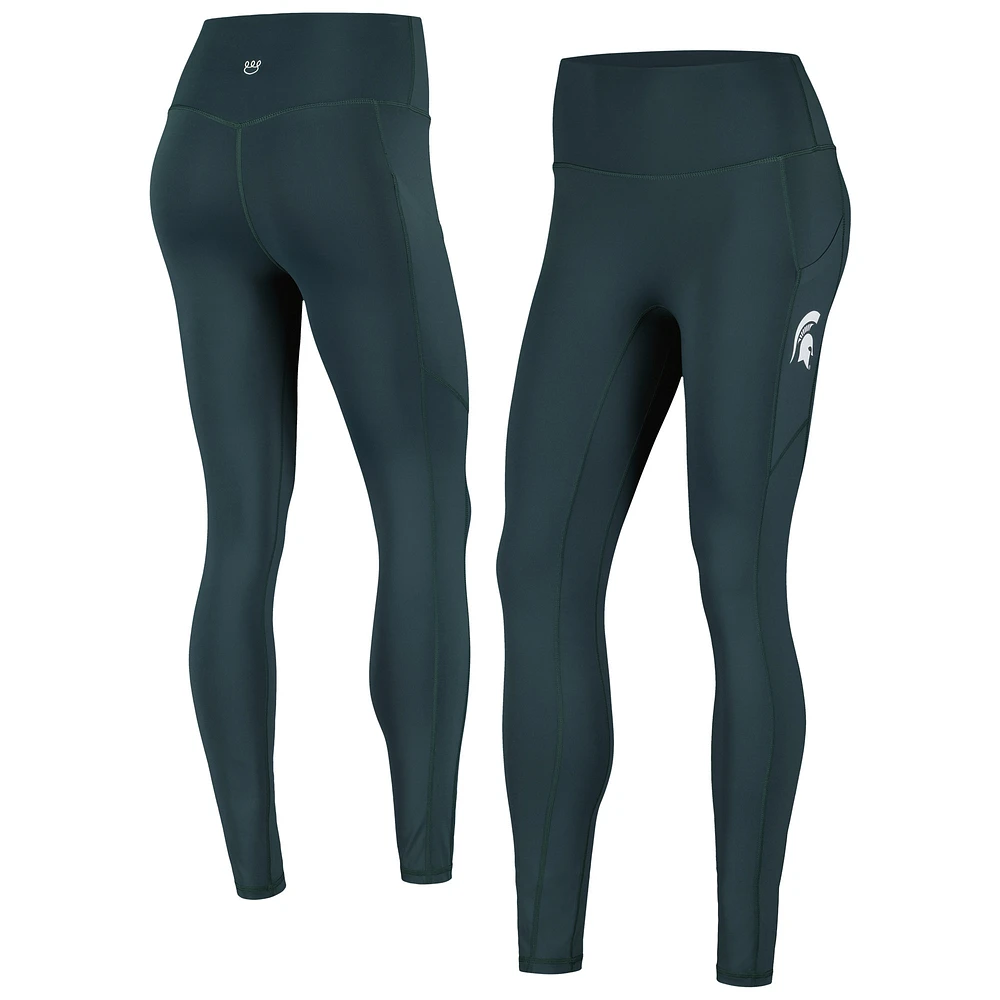 Women's Green Michigan State Spartans 7/8 Mixed Media Pocket iLeggings