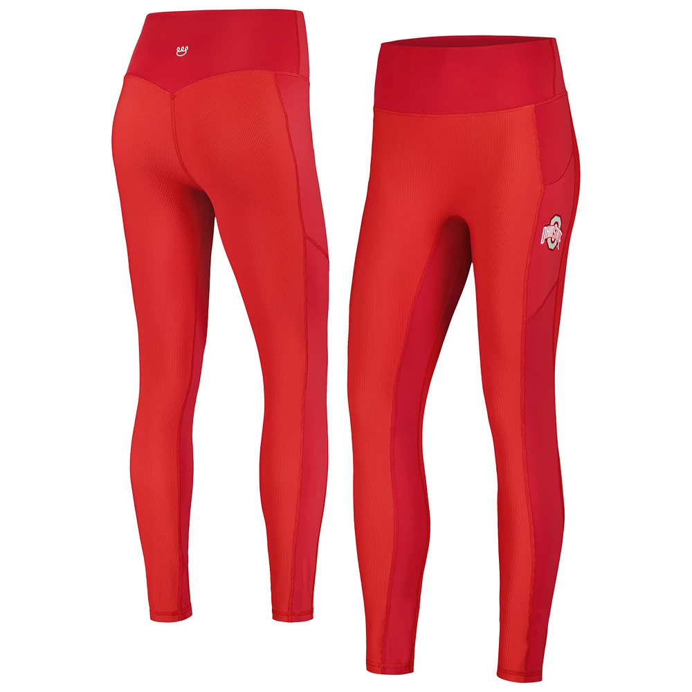 Women's Scarlet Ohio State Buckeyes 7/8 Mixed Media Pocket iLeggings
