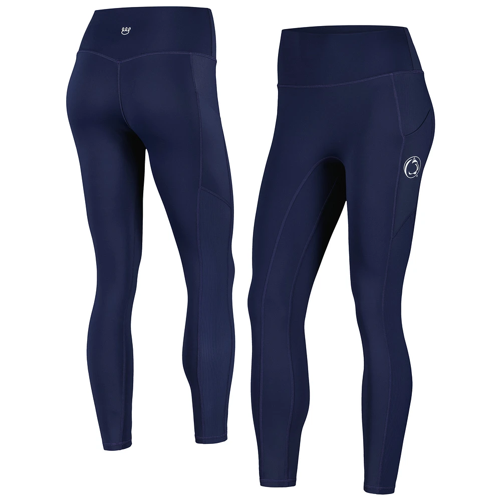 Women's KadyLuxe Navy Penn State Nittany Lions 7/8 Mixed Media Pocket iLeggings