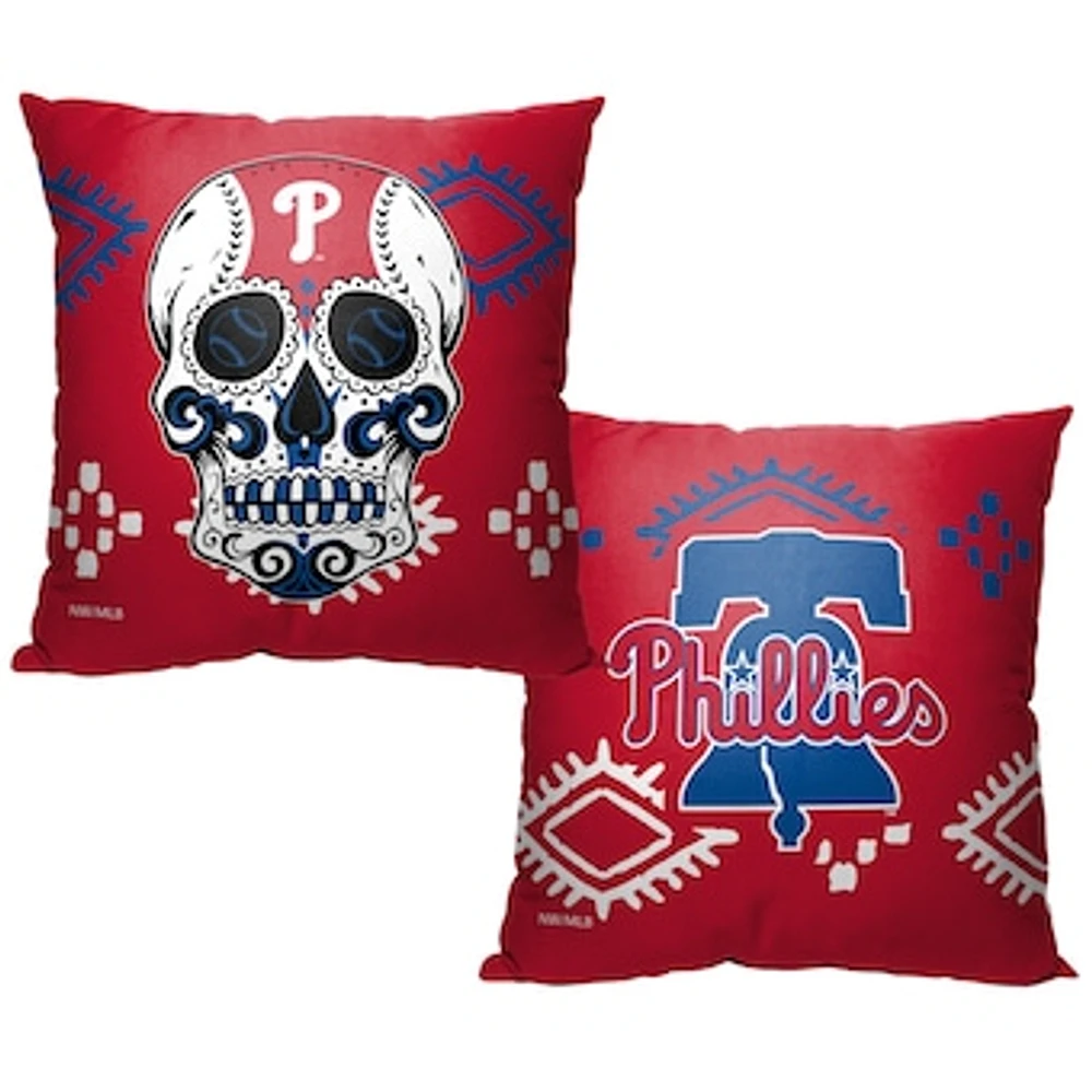 The Northwest Group Philadelphia Phillies 16" x 16" Candy Skull Printed Throw Pillow