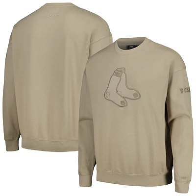 Men's Pro Standard Pewter Boston Red Sox Neutral Drop Shoulder Pullover Sweatshirt