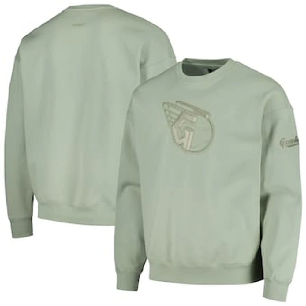 Men's Pro Standard Green Cleveland Guardians Neutral Drop Shoulder Pullover Sweatshirt