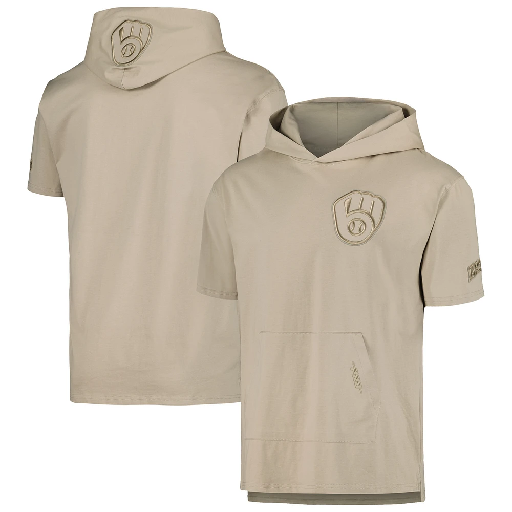 Men's Pro Standard Tan Milwaukee Brewers Neutral Hoodie T-Shirt
