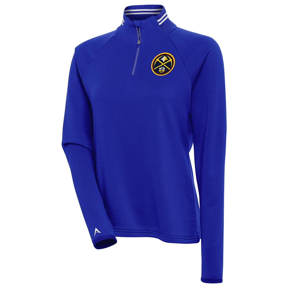 Women's Antigua Royal Denver Nuggets Milo Quarter-Zip Pullover Top
