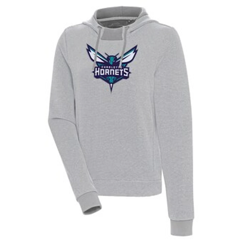 Women's Antigua Charlotte Hornets Axe Bunker Tri-Blend Pullover Hoodie