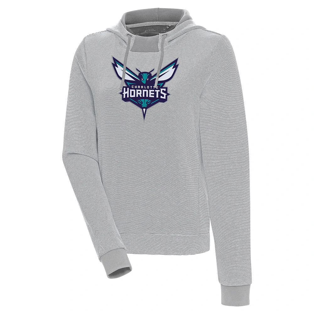 Women's Antigua Charlotte Hornets Axe Bunker Tri-Blend Pullover Hoodie