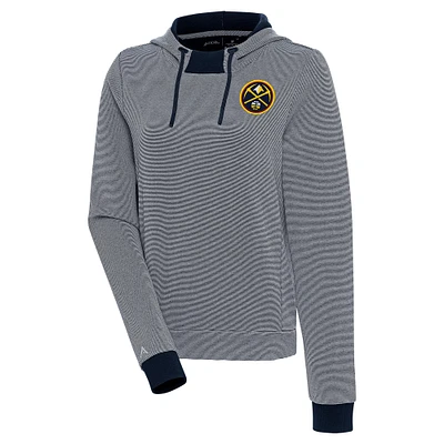 Women's Antigua Navy Denver Nuggets Axe Bunker Tri-Blend Pullover Hoodie