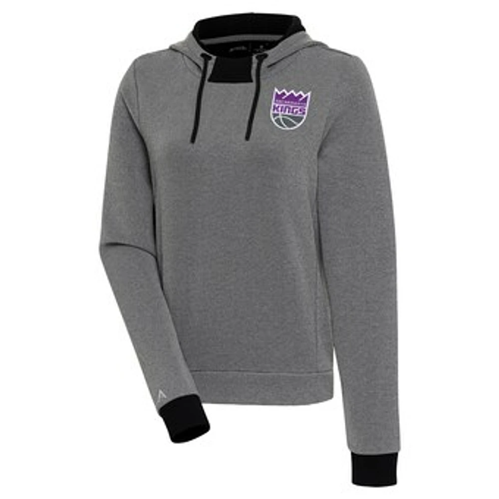 Women's Antigua Black Sacramento Kings Axe Bunker Tri-Blend Pullover Hoodie