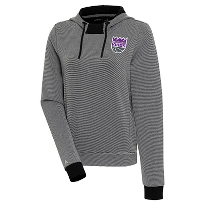Women's Antigua Black Sacramento Kings Axe Bunker Tri-Blend Pullover Hoodie