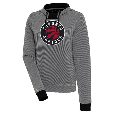 Women's Antigua Black Toronto Raptors Axe Bunker Tri-Blend Pullover Hoodie