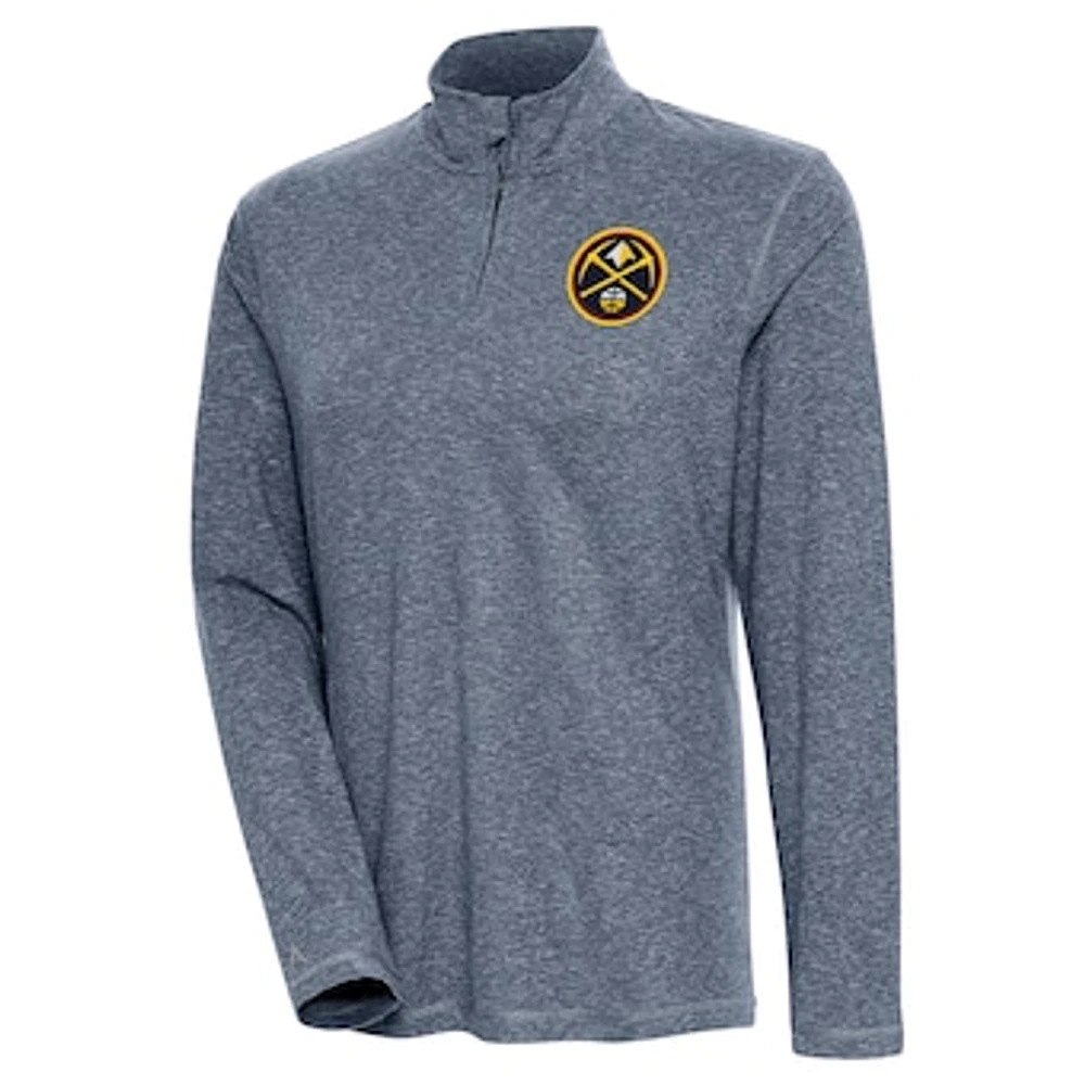 Women's Antigua Heather Navy Denver Nuggets Confront Quarter-Zip Pullover Top