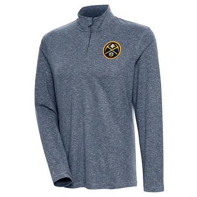 Women's Antigua Heather Navy Denver Nuggets Confront Quarter-Zip Pullover Top