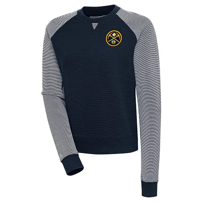 Women's Antigua Navy Denver Nuggets Flier Bunker Tri-Blend Pullover Sweatshirt