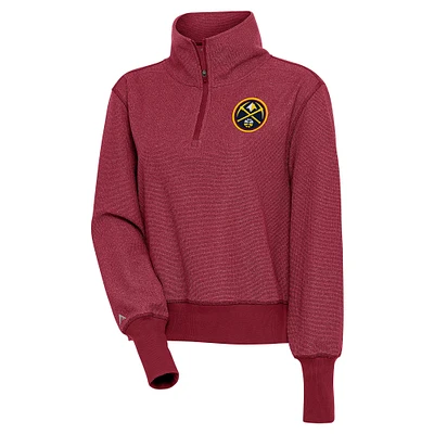 Women's Antigua Cardinal Denver Nuggets Upgrade Quarter-Zip Pullover Jacket