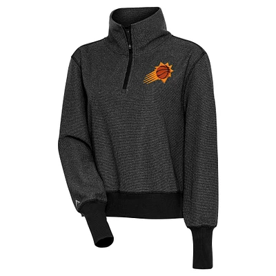 Women's Antigua Heather Black Phoenix Suns Upgrade Quarter-Zip Pullover Jacket