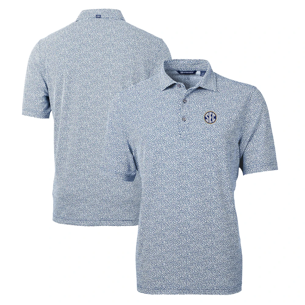 Men's Cutter & Buck Navy SEC Gear Virtue Eco Pique Botanical Print Polo