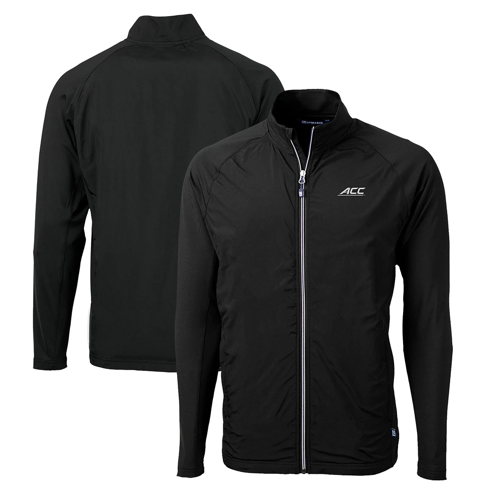 Men's Cutter & Buck Black ACC Gear Adapt Eco Knit Hybrid Recycled Full-Zip Jacket