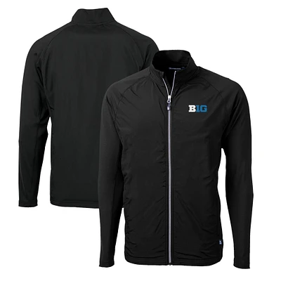 Men's Cutter & Buck Black Big Ten Gear Adapt Eco Knit Hybrid Recycled Full-Zip Jacket