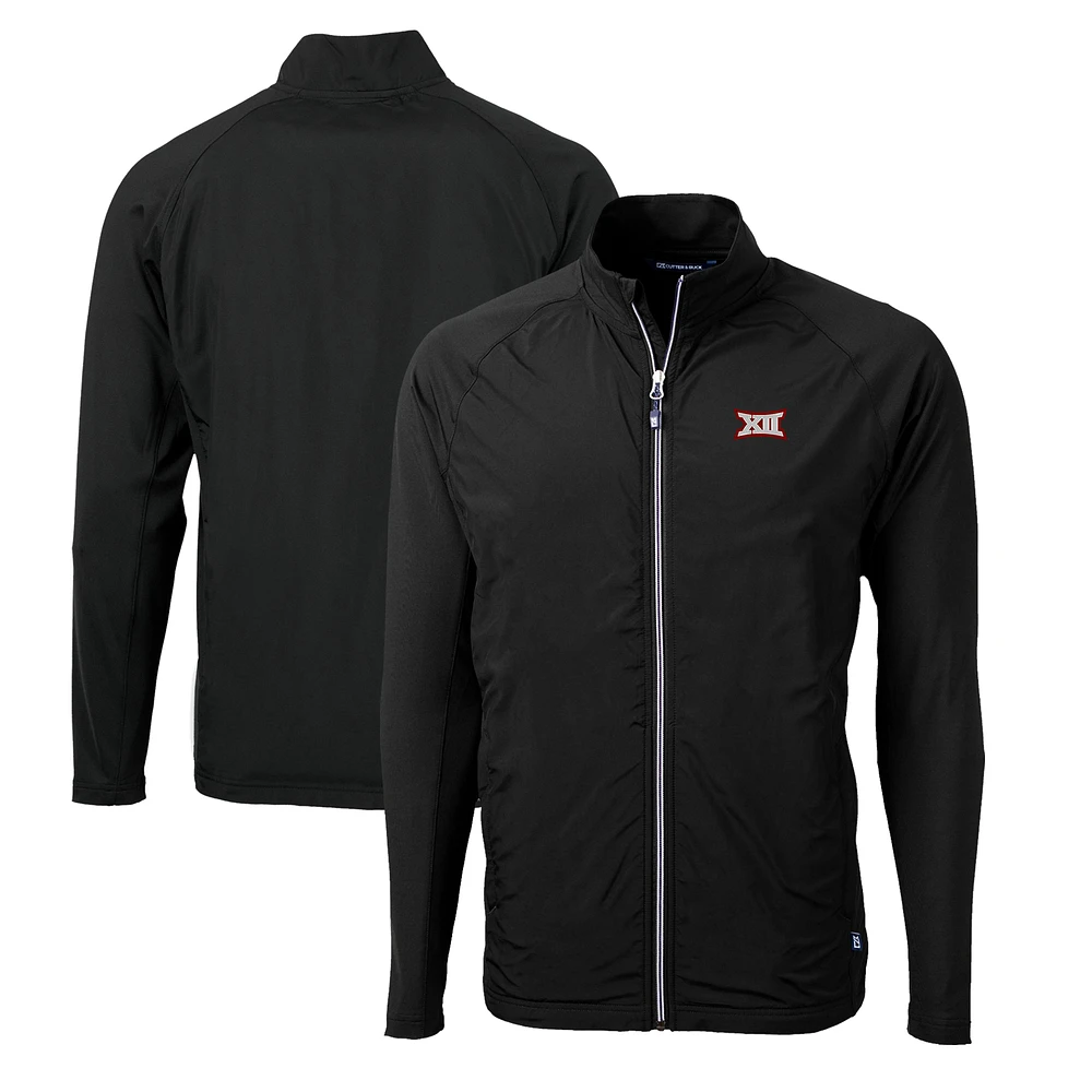 Men's Cutter & Buck Black Big 12 Gear Adapt Eco Knit Hybrid Recycled Full-Zip Jacket