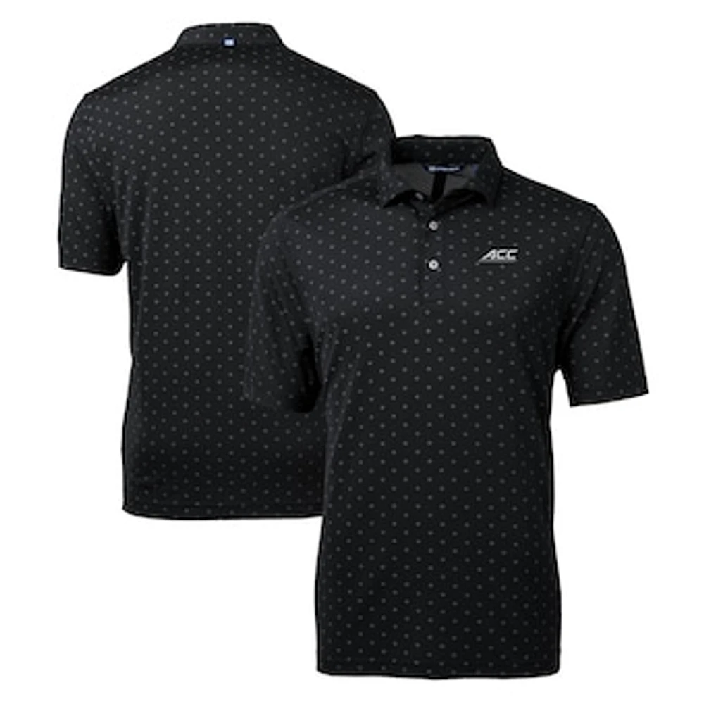 Men's Cutter & Buck Black ACC Gear Virtue Eco Pique Tile Print Recycled Polo