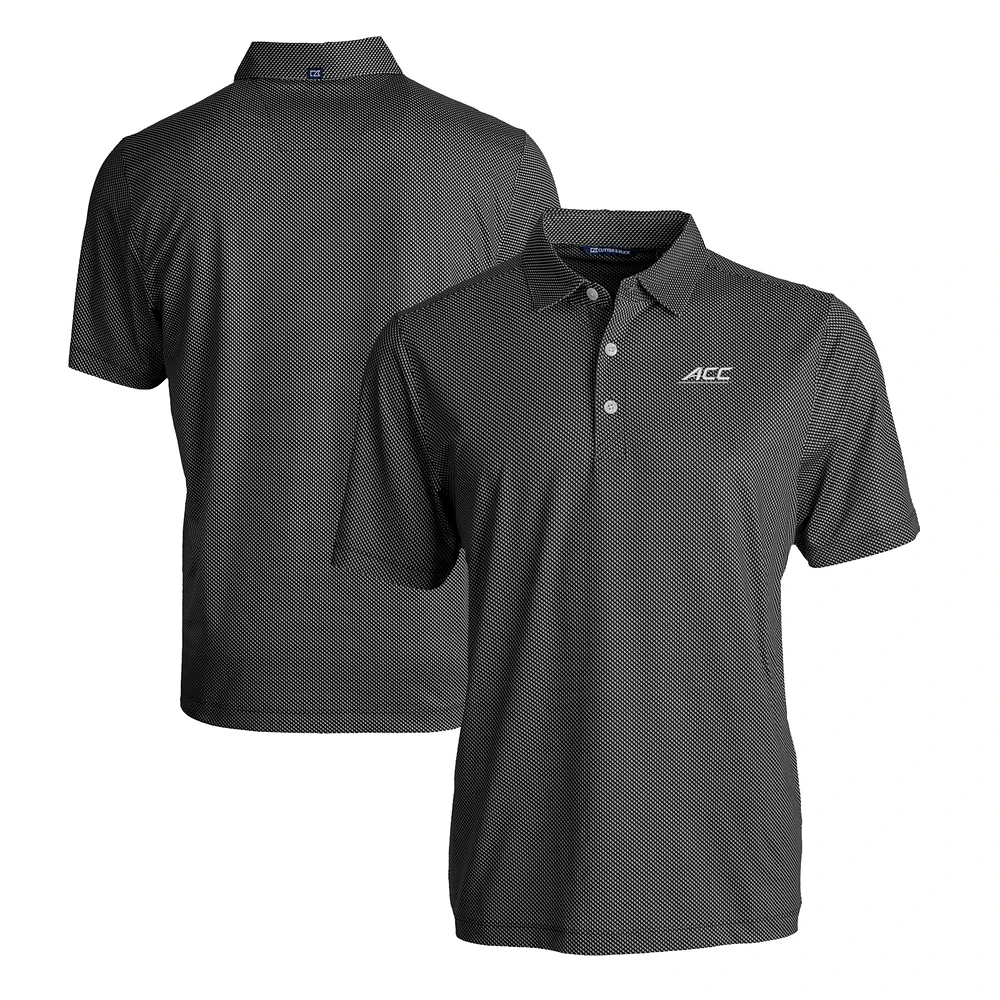 Men's Cutter & Buck Heather Black ACC Gear Pike Eco Symmetry Print Stretch Recycled Polo