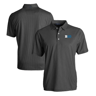 Men's Cutter & Buck Heather Black Big Ten Gear Pike Eco Symmetry Print Stretch Recycled Polo