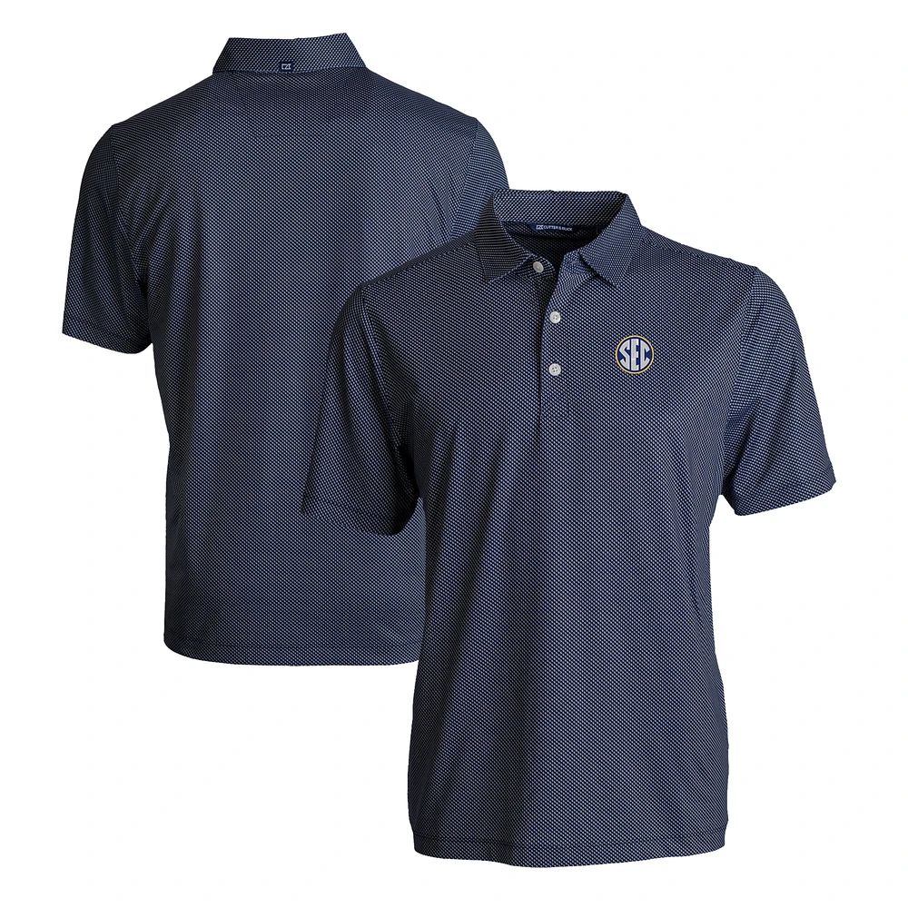 Men's Cutter & Buck Navy SEC Gear Pike Eco Symmetry Print Stretch Recycled Polo