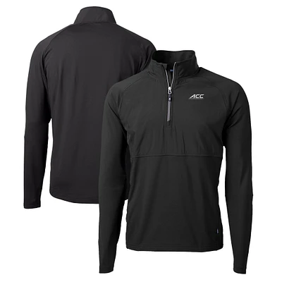 Men's Cutter & Buck Black ACC Gear Adapt Eco Knit Hybrid Recycled Quarter-Zip Pullover Top