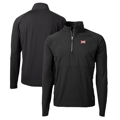 Men's Cutter & Buck Black Big 12 Gear Adapt Eco Knit Hybrid Recycled Quarter-Zip Pullover Top