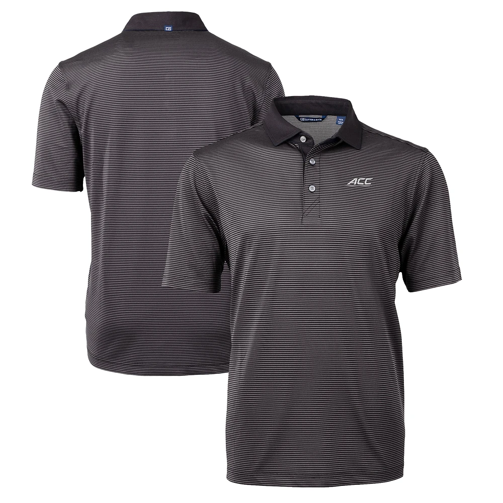 Men's Cutter & Buck Black ACC Gear Virtue Eco Pique Micro Stripe Recycled Polo