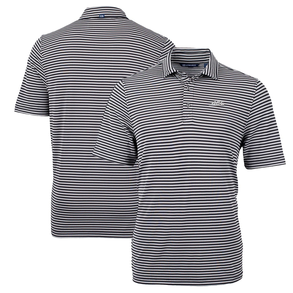 Men's Cutter & Buck Black ACC Gear Virtue Eco Pique Stripe Recycled Polo