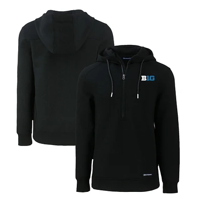 Men's Cutter & Buck Black Big Ten Gear Roam Eco Recycled Half-Zip Pullover Hoodie