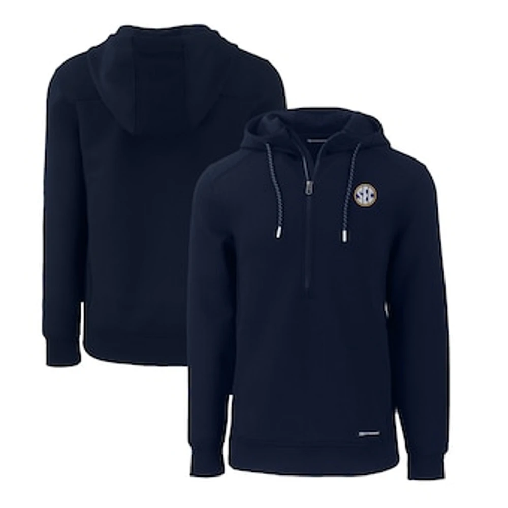 Men's Cutter & Buck Navy SEC Gear Roam Eco Recycled Half-Zip Pullover Hoodie