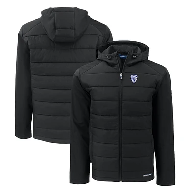 Men's Cutter & Buck Black Pac-12 Gear Evoke Hybrid Eco Softshell Recycled Full-Zip Hoodie