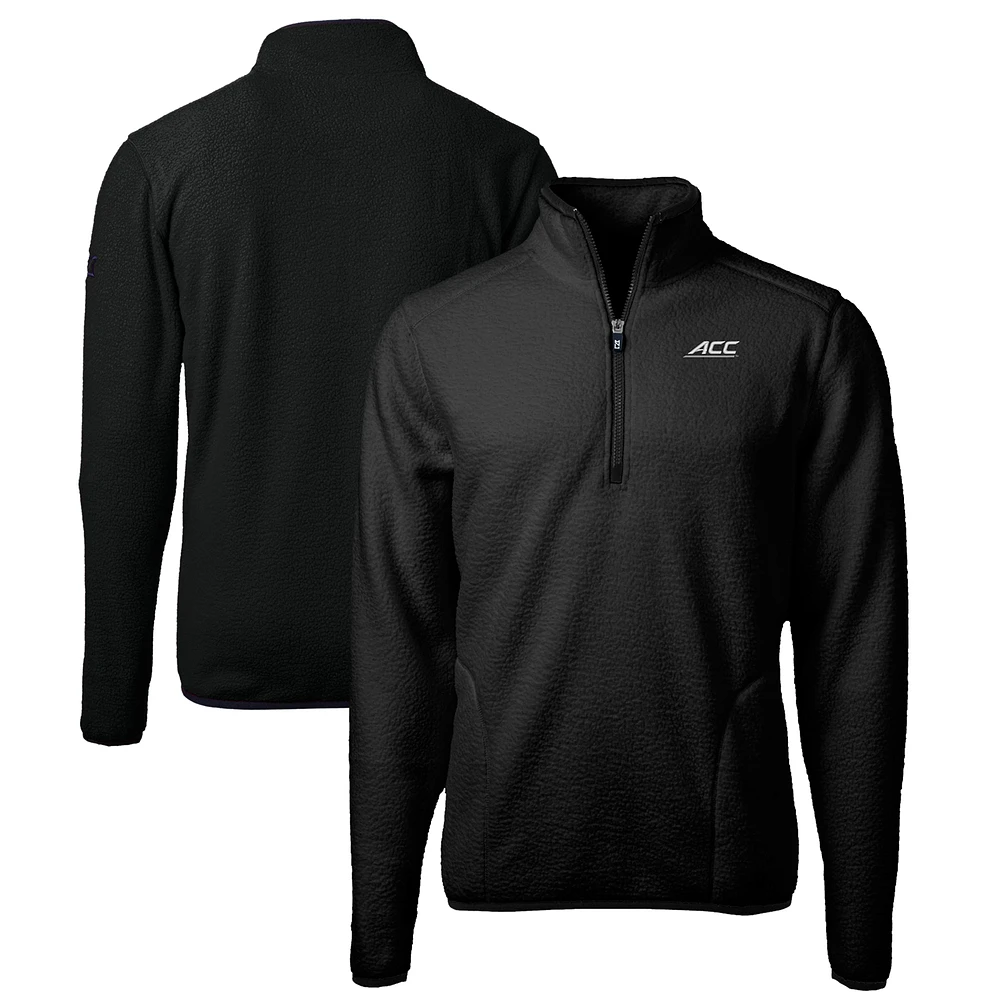 Men's Cutter & Buck Black ACC Gear Cascade Eco Sherpa Fleece Quarter-Zip Pullover Jacket