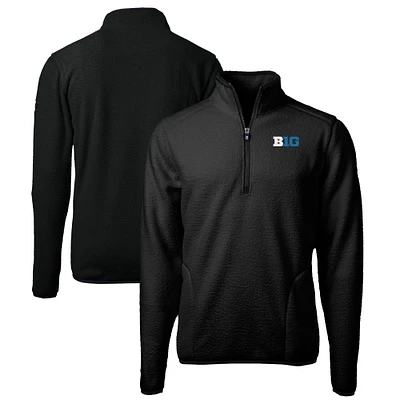 Men's Cutter & Buck Black Big Ten Gear Cascade Eco Sherpa Fleece Quarter-Zip Pullover Jacket