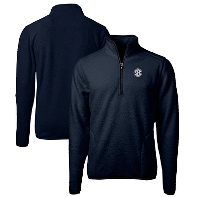 Men's Cutter & Buck Navy SEC Gear Cascade Eco Sherpa Fleece Quarter-Zip Pullover Jacket